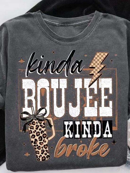 Unbranded Tops - Kinda Boujee Kinda Broke Graphic Tee